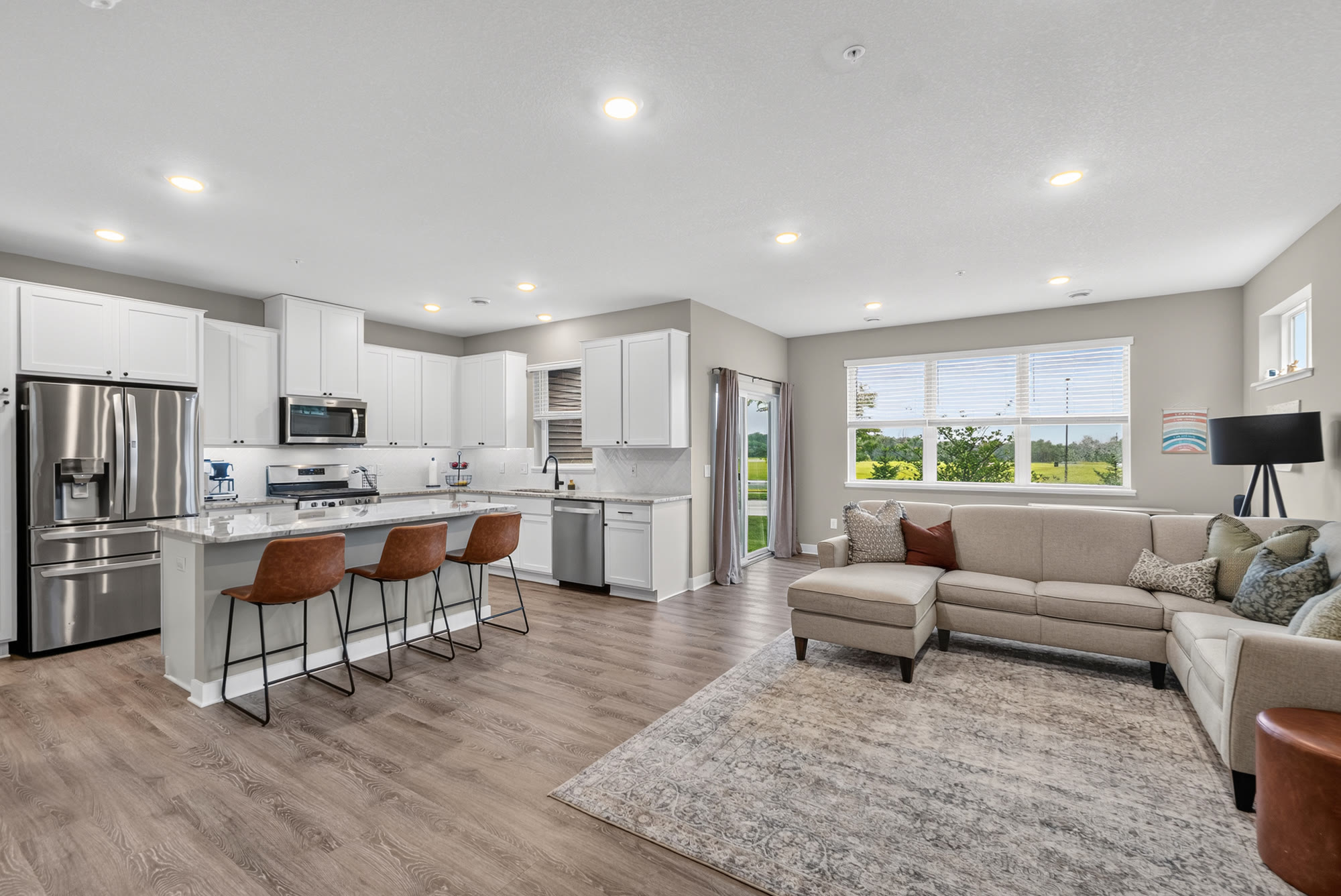 Open-concept kitchen and living room in Minnesota