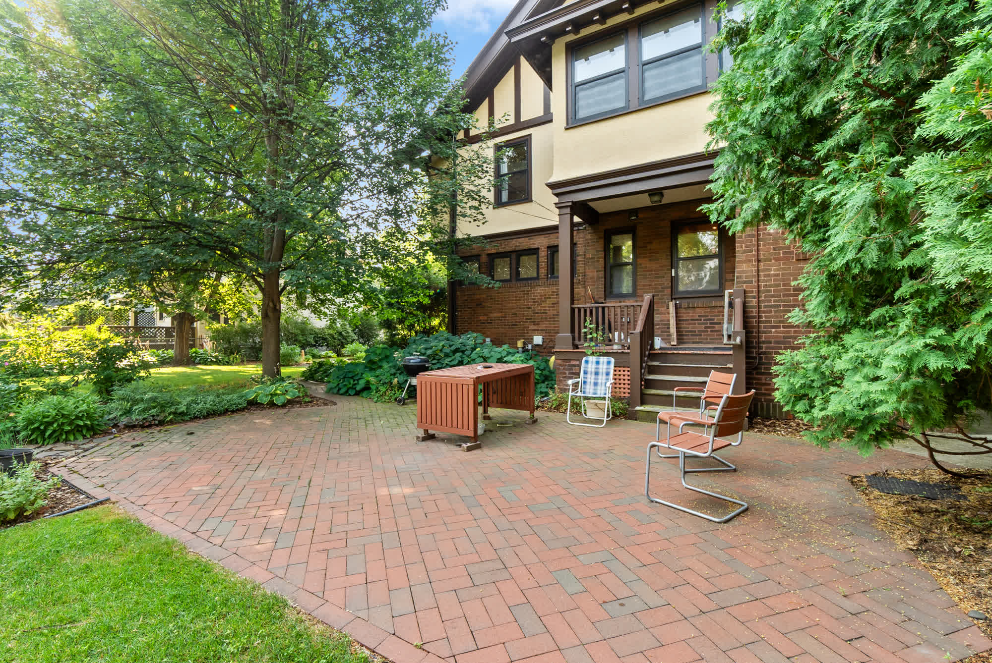 Brick patio and garden in Minnesota