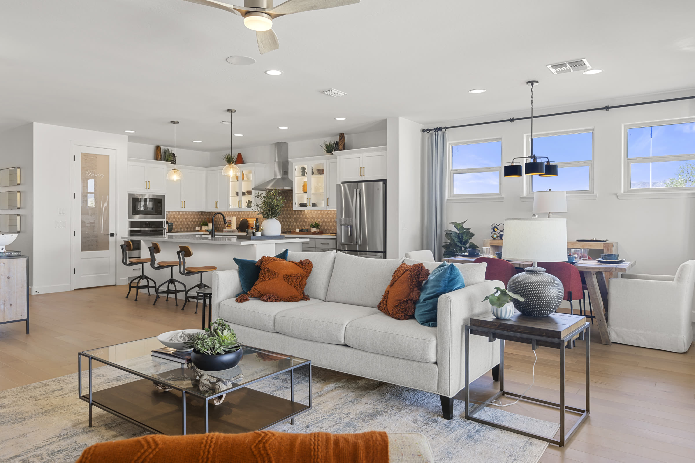 Open kitchen and living area in a Minnesota home photographed professionally for a listing